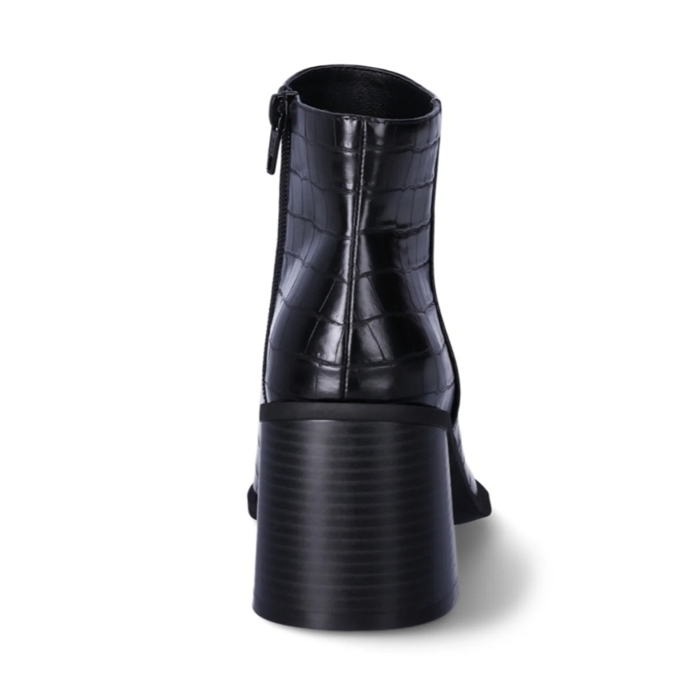Black Croc-Embossed Ankle Boots - Picture 3 of 6
